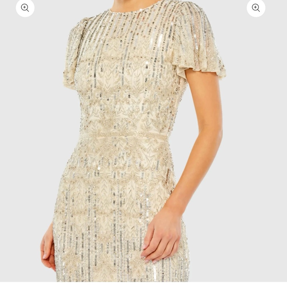 Mac Duggal Elegant Cream and Silver Gown